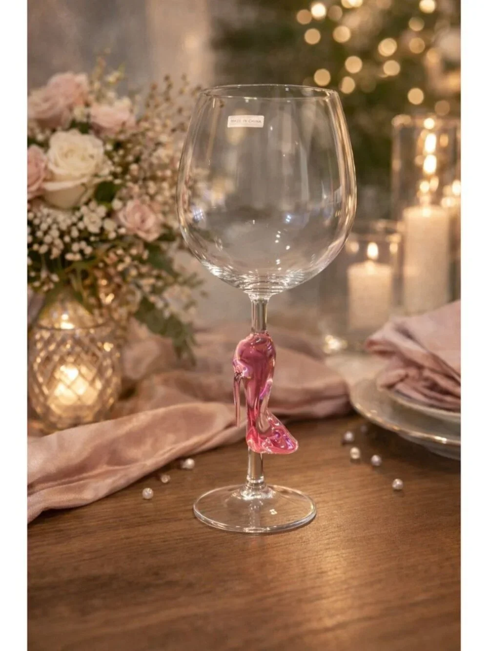 New Girly Pink Red Wine Glasses Cup W/ Glass High Heel Stem Birthday Mothers Day